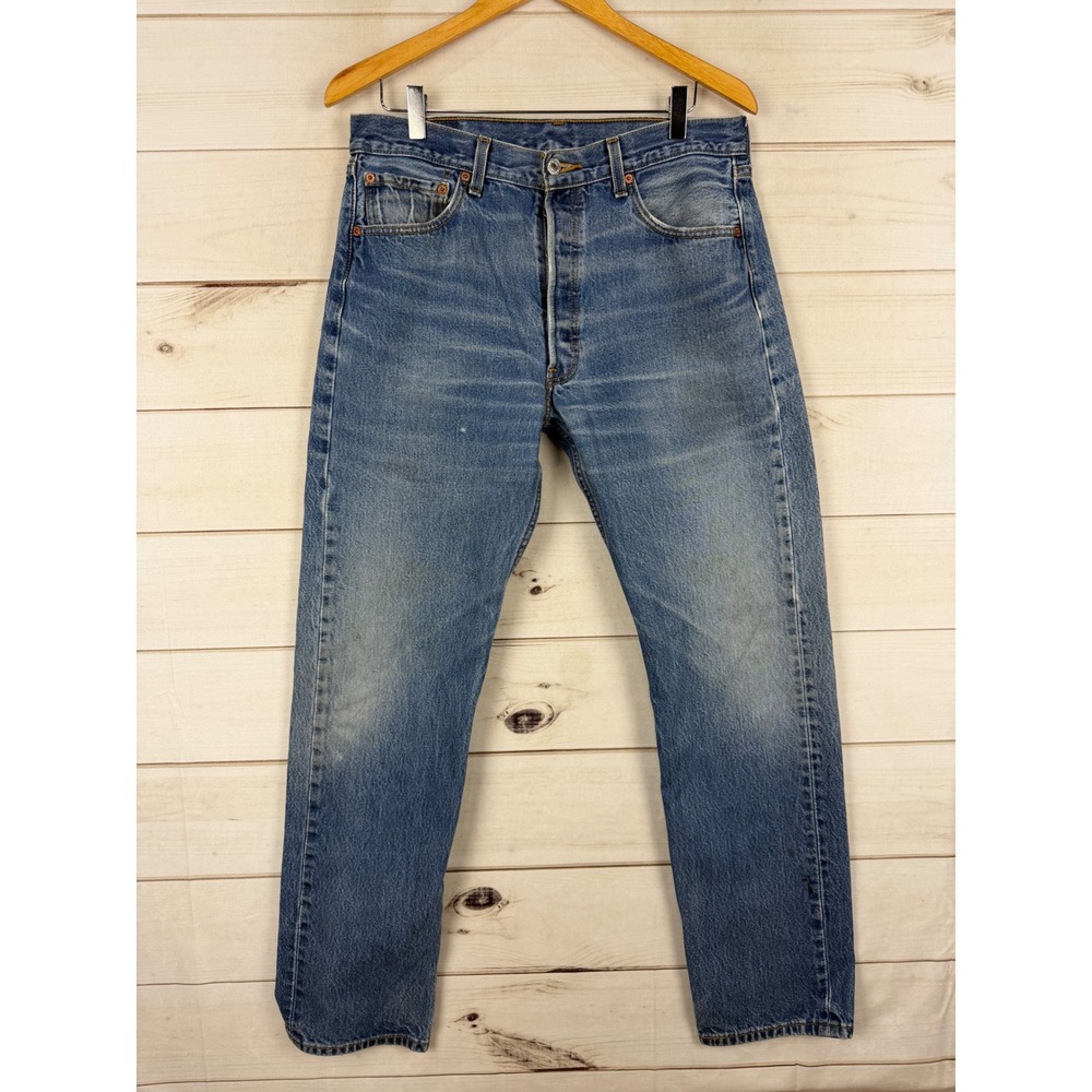 Vintage Levis 501 Jeans W34 L36 Mens Blue Straight Leg Original Fit Button Fly